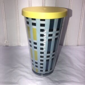 Starbucks Coffee Tumbler Yellow‎ Blue Cup Cold Grande NEW 16 Oz 2018